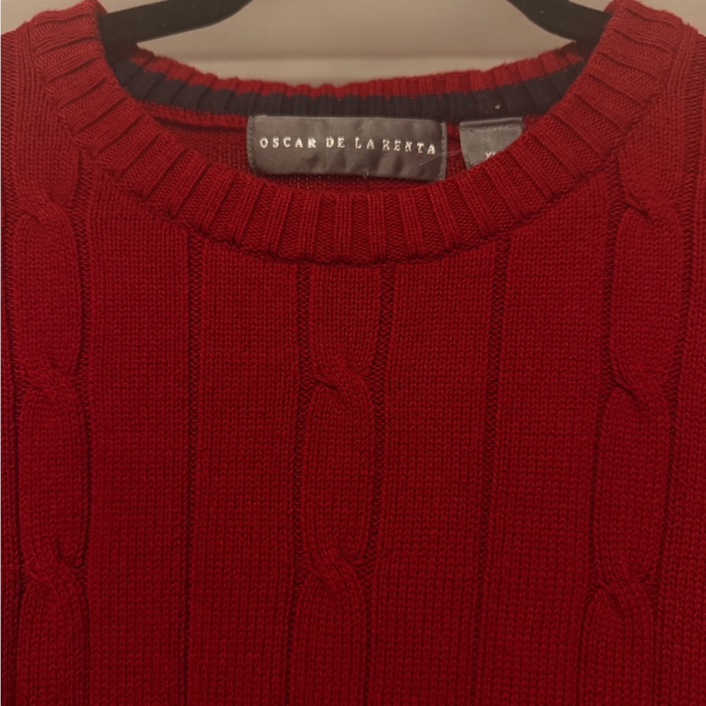 Oscar de la Renta Rich Red Crewneck Sweater